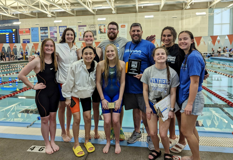 Winfield girls swim team finishes as top 4A team in the state; Durbin Coach of the Year