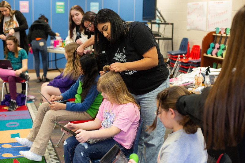 Ark City elementary’s partnership with Cowley College Cosmetology a boost for students’ self-esteem