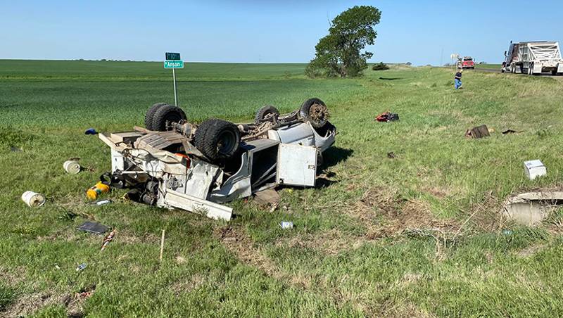 Semi Collides With Sumner County Truck West of Wellington Wed.