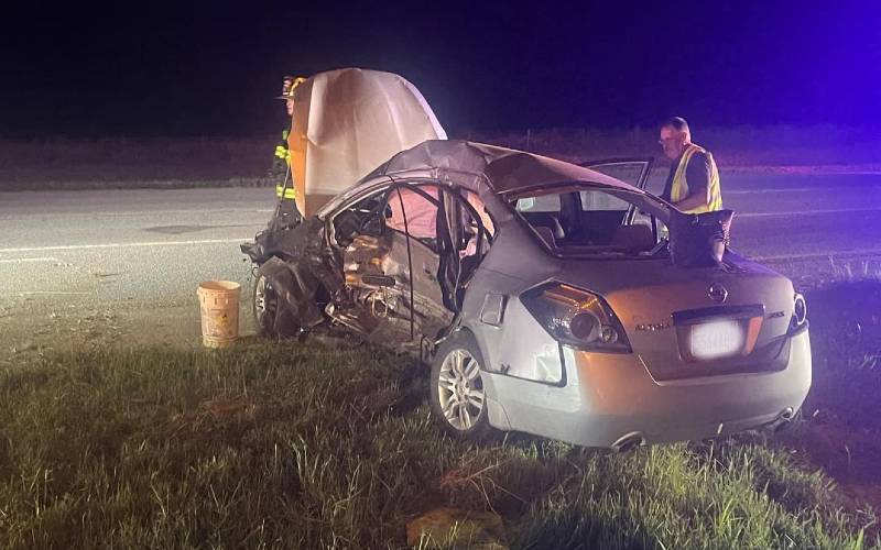 Woman is injured Tuesday night in a two-vehicle accident north of Arkansas City