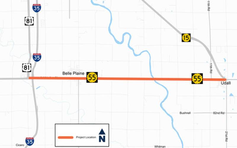 KDOT resurfacing project to start this month on K-55 in Cowley and Sumner