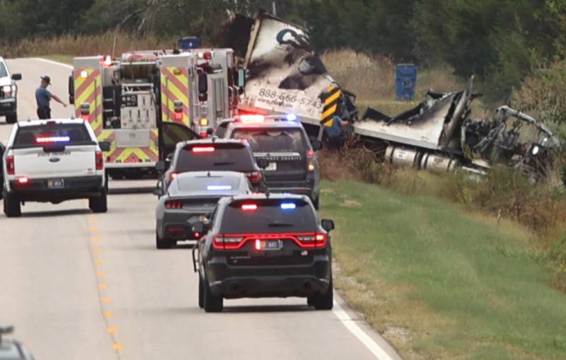 Two people dead after vehicles collide and catch fire east of Wellington Tues.