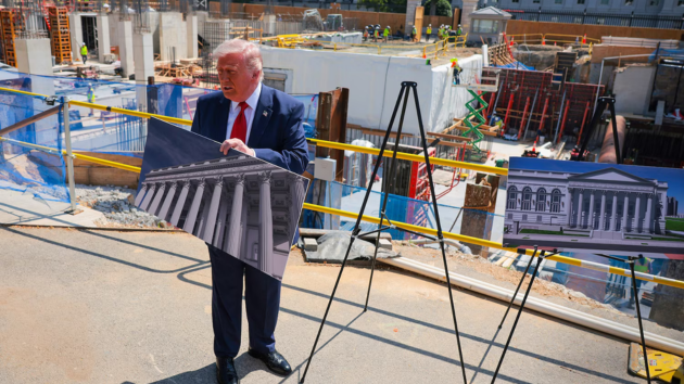 Trump says White House ballroom will be a ‘shield’ as he shows off construction site