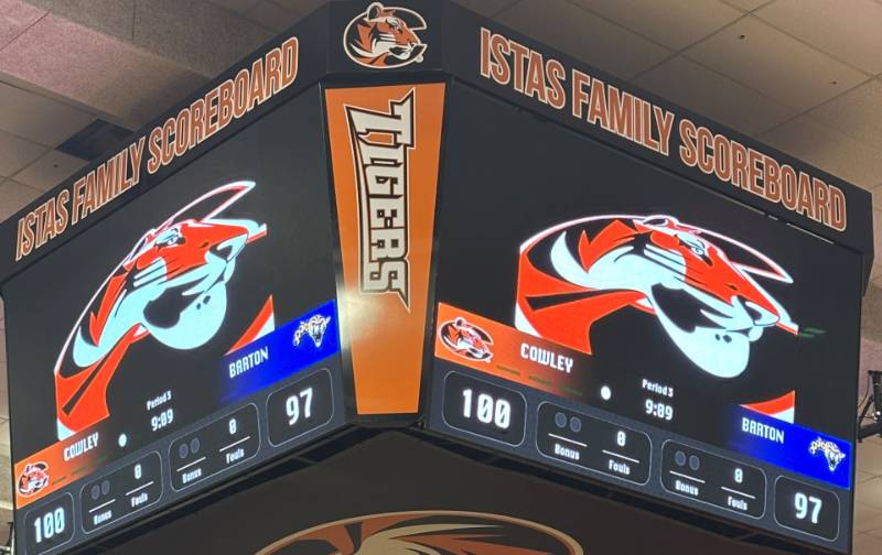 Istas family makes new, improved scoreboard possible at Cowley auditorium
